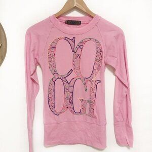 Coogi Long Sleeve Colorful Pink Tee Shirt Size Sm